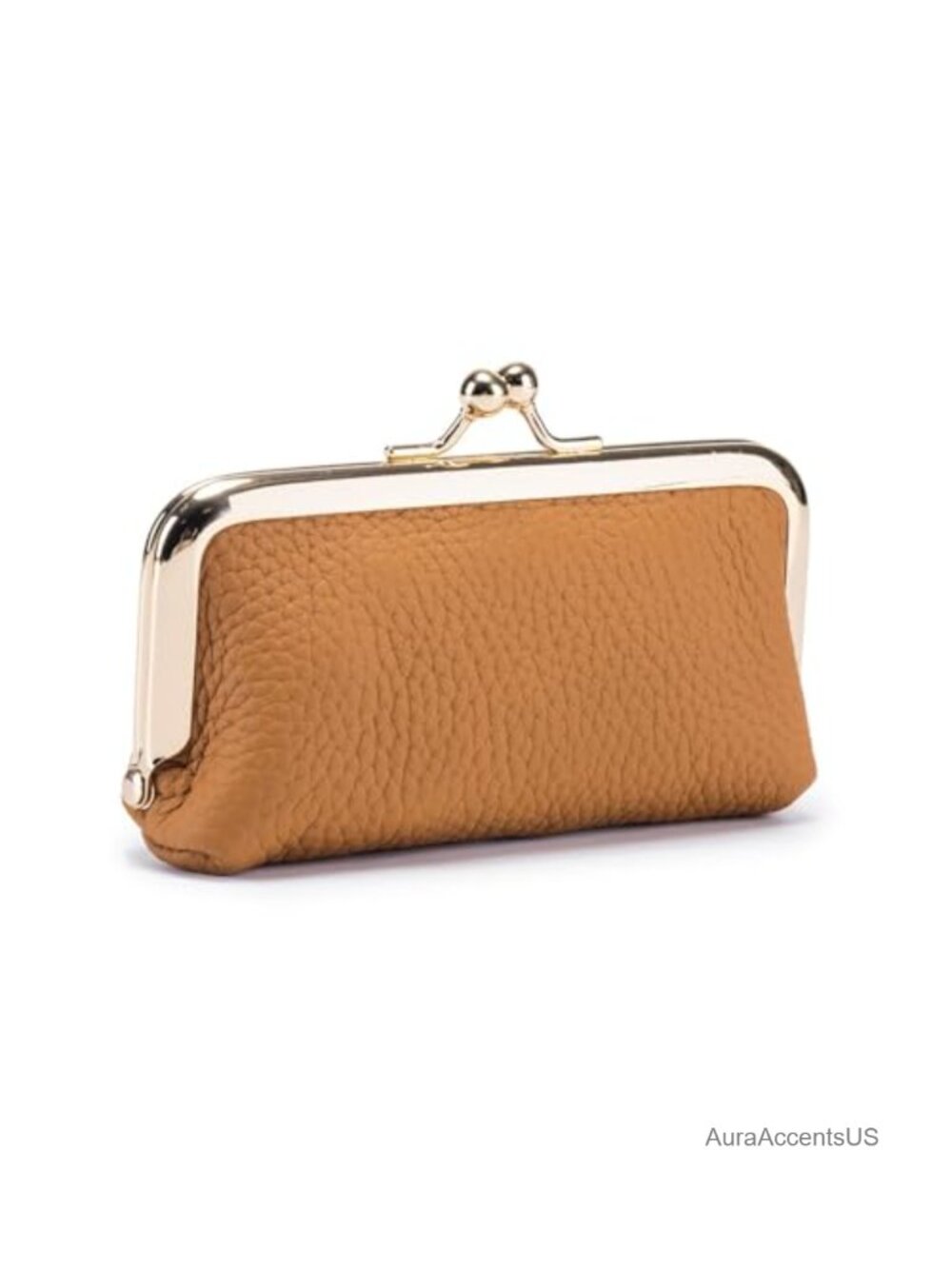 Vintage Kiss Lock Small Coin Purse for Women, Genuine Leather